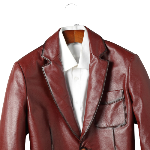 Mens Lawson Front Button Genuine Lambskin Leather Blazer