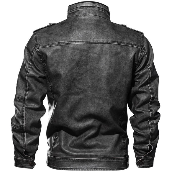 Mens Jerry Stand Collar Genuine Lambskin Leather Jacket