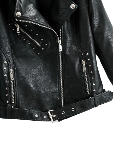 Womens Pamela Genuine Lambskin Biker Leather Jacket