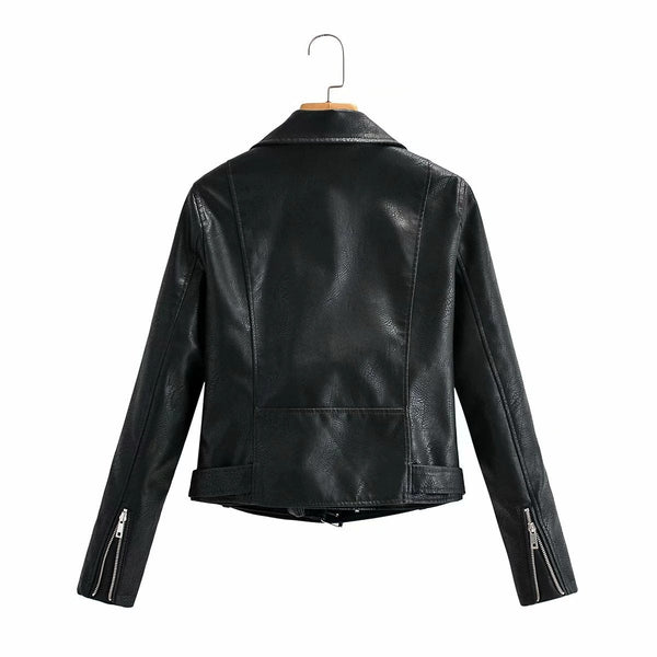 Womens Pamela Genuine Lambskin Biker Leather Jacket