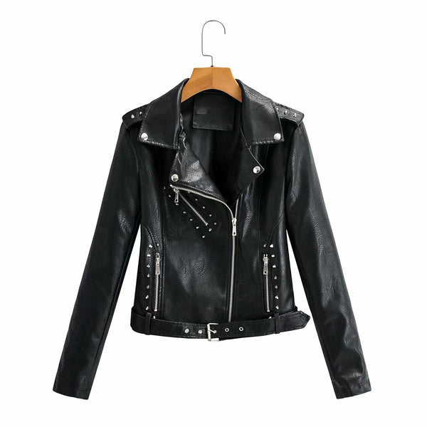 Womens Pamela Genuine Lambskin Biker Leather Jacket