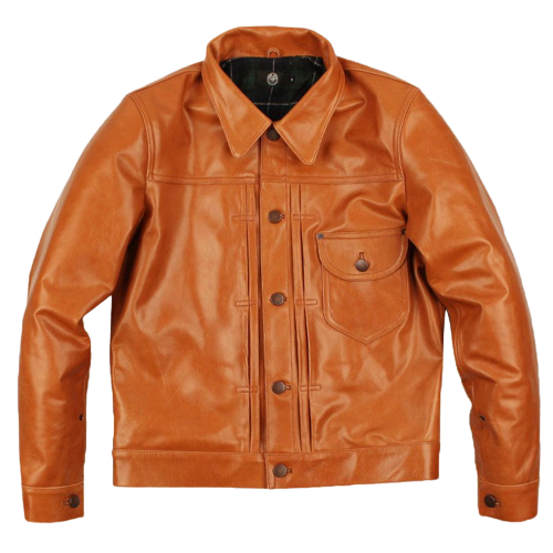 Mens Mike Front Pocket Glossy Tan Genuine Lambskin Leather Jacket