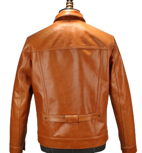 Mens Mike Front Pocket Glossy Tan Genuine Lambskin Leather Jacket