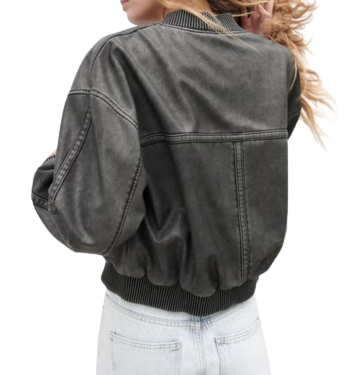 Womens Yolanda Genuine Lambskin Leather Bomber Jacket