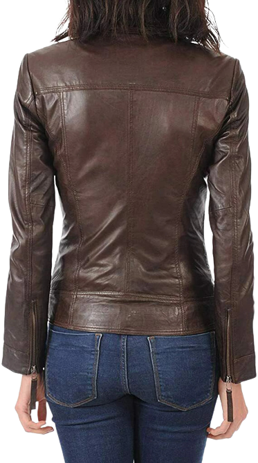 Womens Helen Genuine Lambskin Biker Leather Jacket