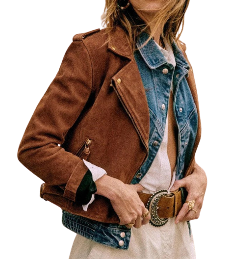 Womens Barb Genuine Lambskin Biker Suede Leather Jacket