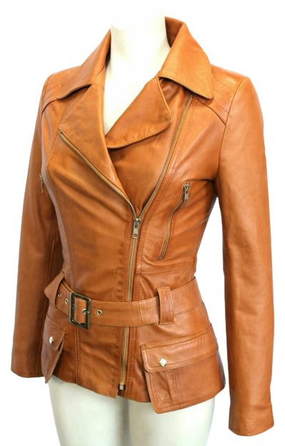 Womens Donna Genuine Lambskin Distressed Leather Coat