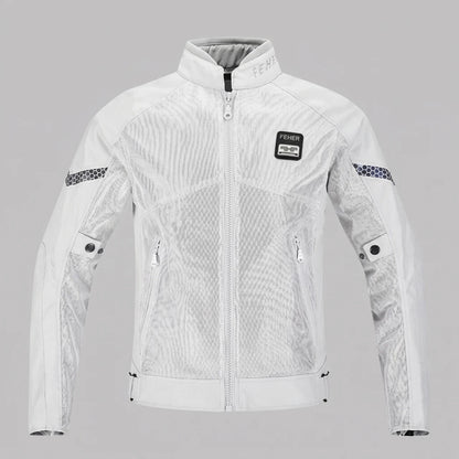 MotoArt Leather Protective Breathable Mesh Motorcycle Jacket