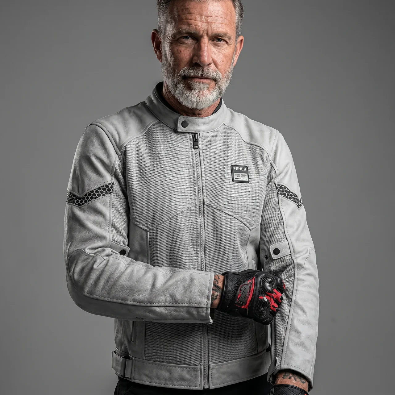 MotoArt Leather Protective Breathable Mesh Motorcycle Jacket