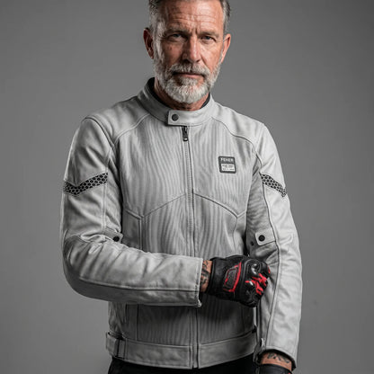 MotoArt Leather Protective Breathable Mesh Motorcycle Jacket