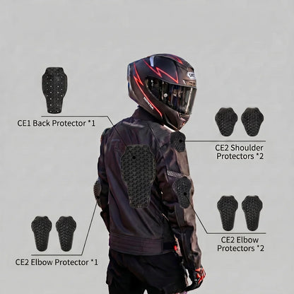 MotoArt Leather Protective Breathable Mesh Motorcycle Jacket