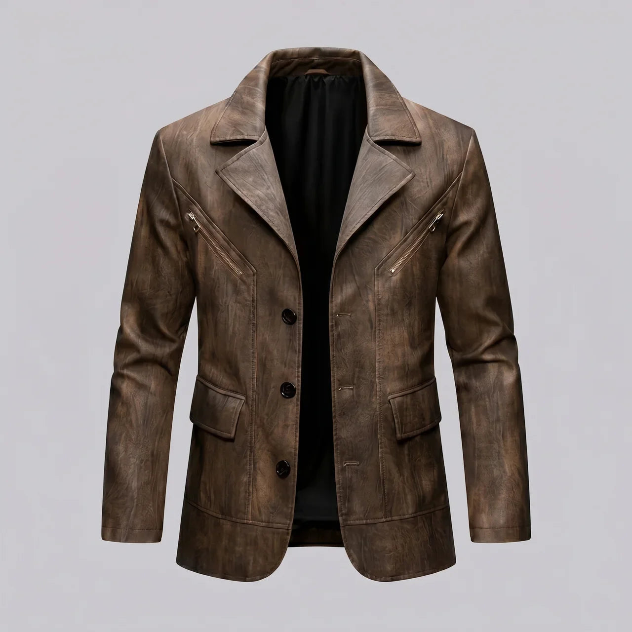 MotoArt Leather Vintage Moto Blazer Jacket