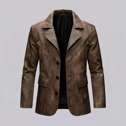 MotoArt Leather Vintage Moto Blazer Jacket