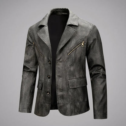 MotoArt Leather Vintage Moto Blazer Jacket
