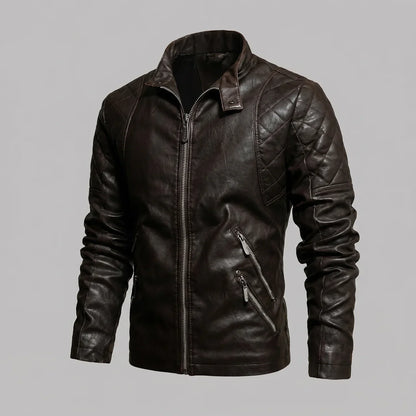 MotoArt Leather Quilted Vintage Moto Jacket