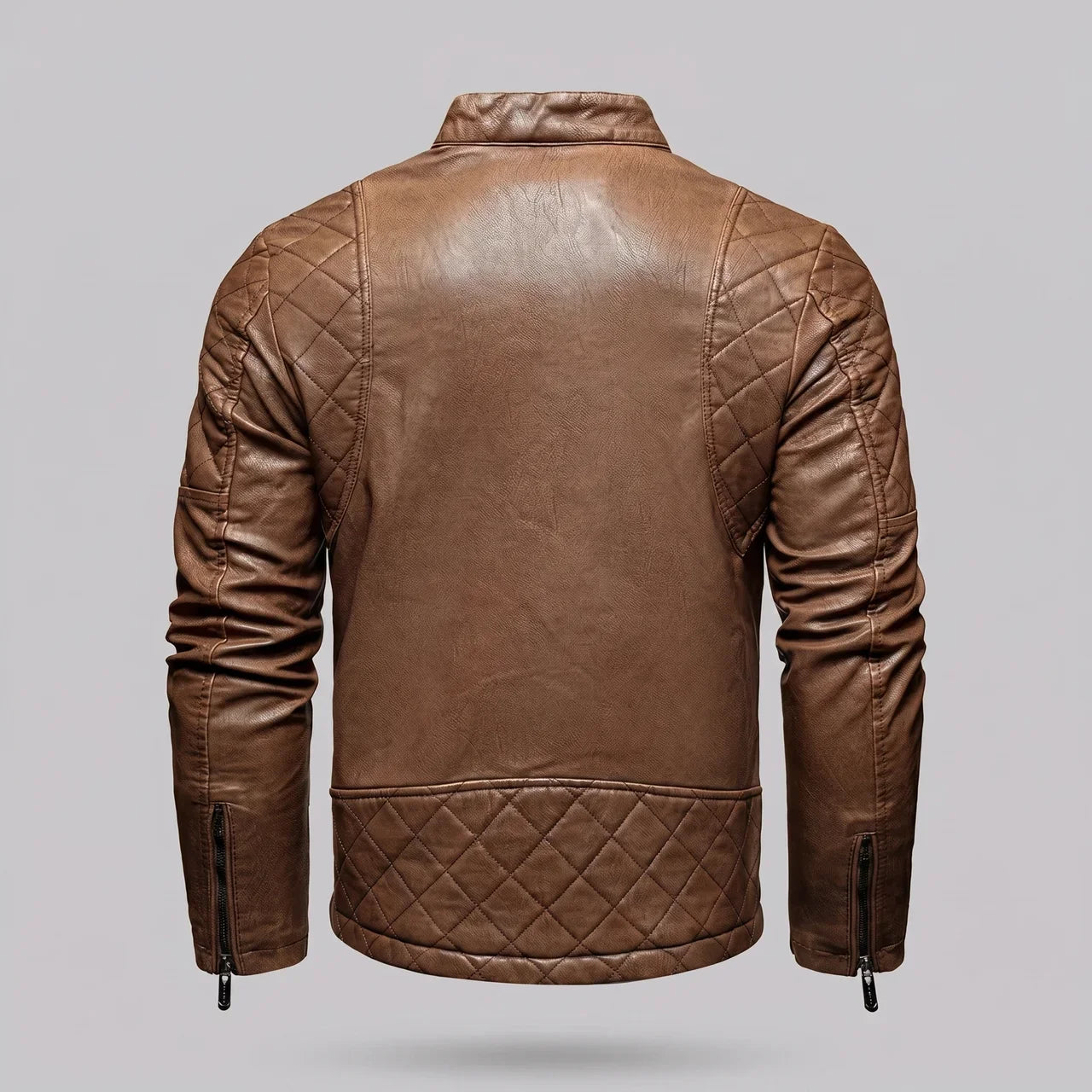 MotoArt Leather Quilted Vintage Moto Jacket