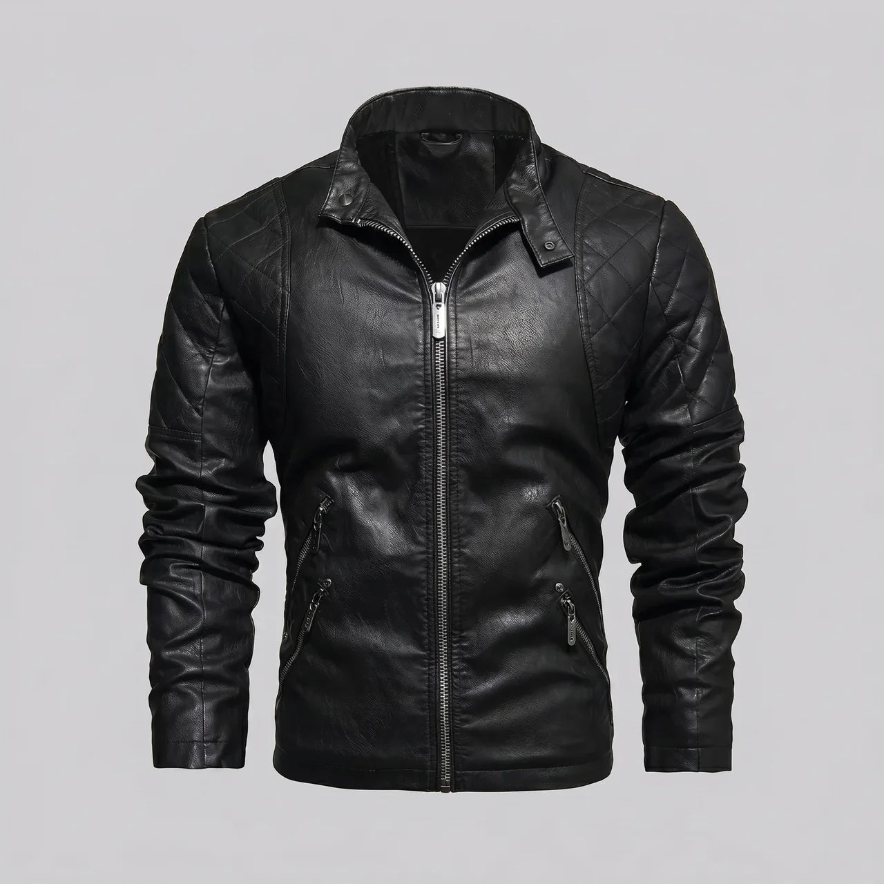 MotoArt Leather Quilted Vintage Moto Jacket