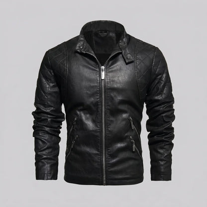 MotoArt Leather Quilted Vintage Moto Jacket