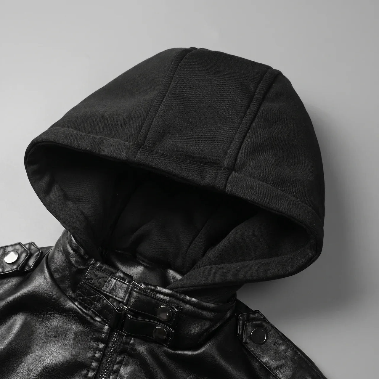 MotoArt Leather Women’s Layered-Hood Moto Jacket