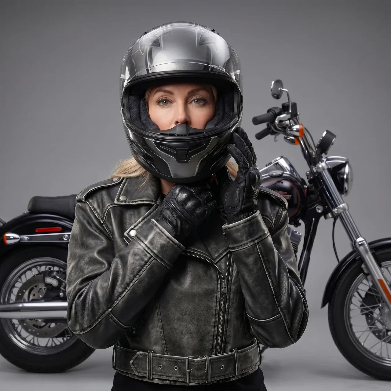 MotoArt Leather Women’s Belted Cropped Moto Jacket