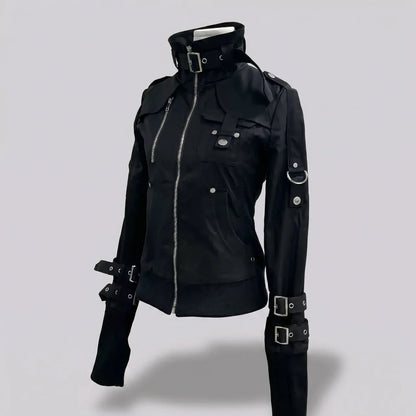 MotoArt Leather Shadow Buckle Moto Jacket