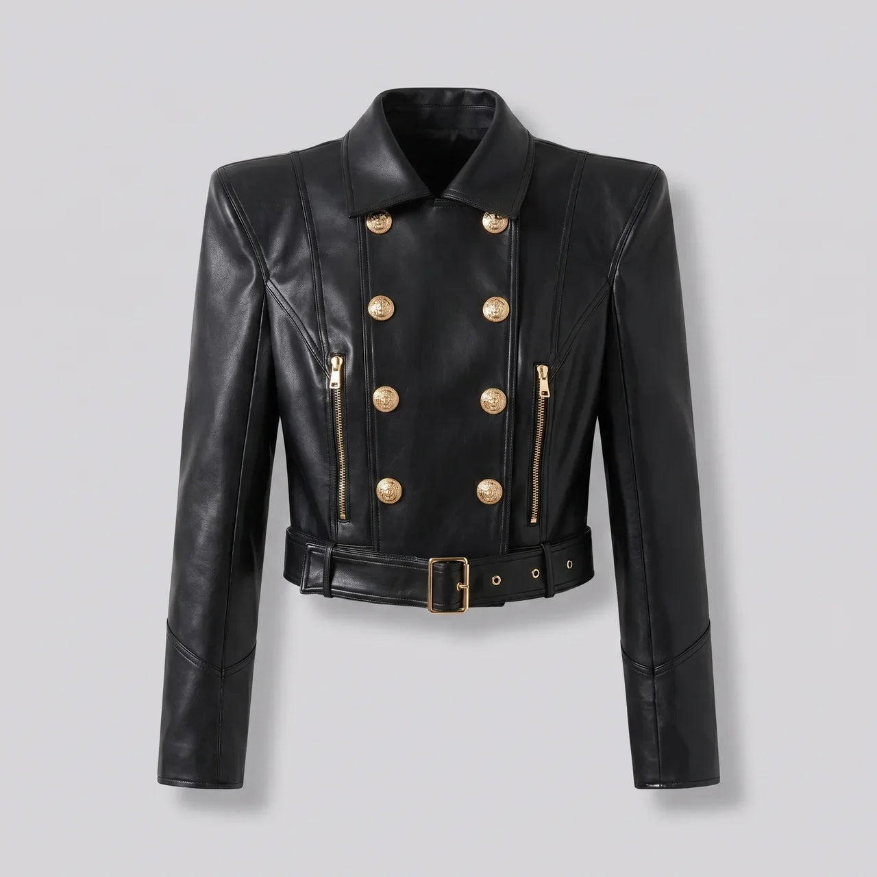 MotoArt Leather Lioncrest Cropped Moto Jacket