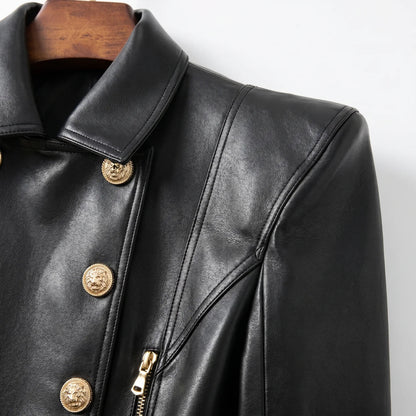 MotoArt Leather Lioncrest Cropped Moto Jacket