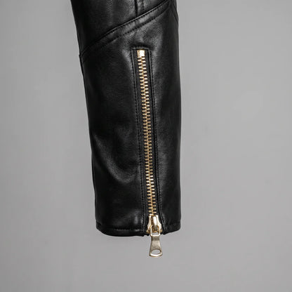 MotoArt Leather Lioncrest Cropped Moto Jacket