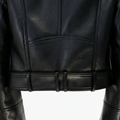 MotoArt Leather Lioncrest Cropped Moto Jacket