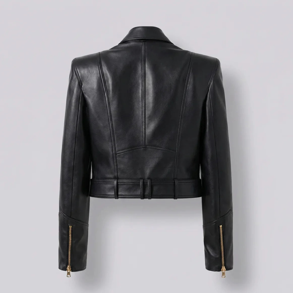 MotoArt Leather Lioncrest Cropped Moto Jacket