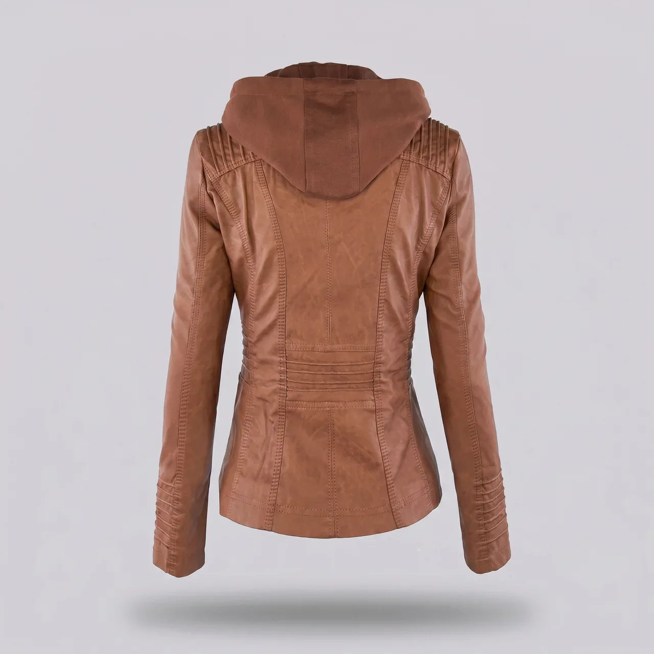 MotoArt Leather Women’s Detachable-Hood Moto Jacket