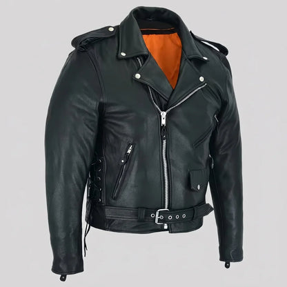 MotoArt Leather Leather Belted Biker Jacket