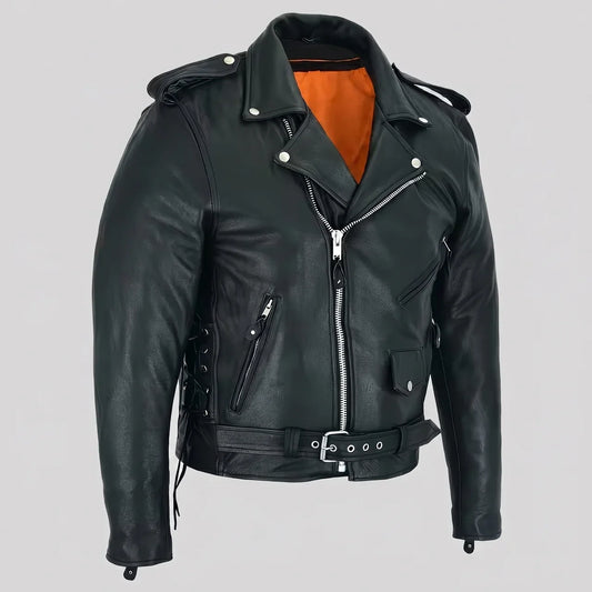 MotoArt Leather Leather Belted Biker Jacket