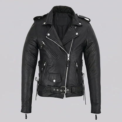MotoArt Leather Women’s Belted Leather Moto Jacket