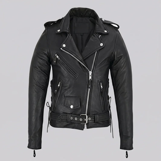 MotoArt Leather Women’s Belted Leather Moto Jacket