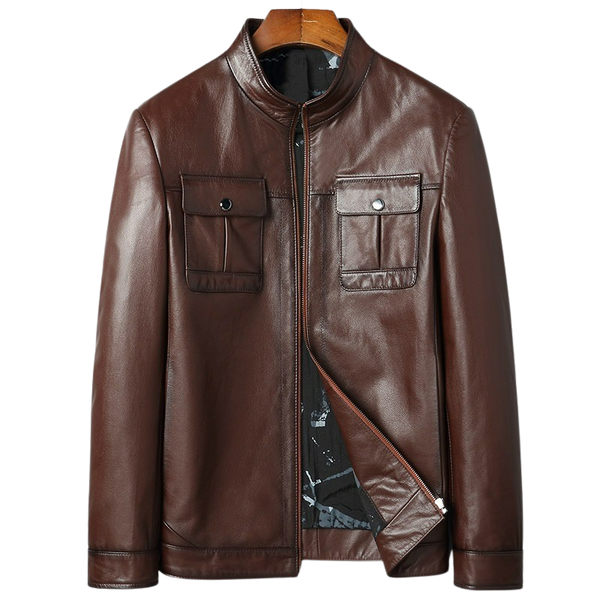 Mens Larry Front Pocket Genuine Lambskin Leather Jacket