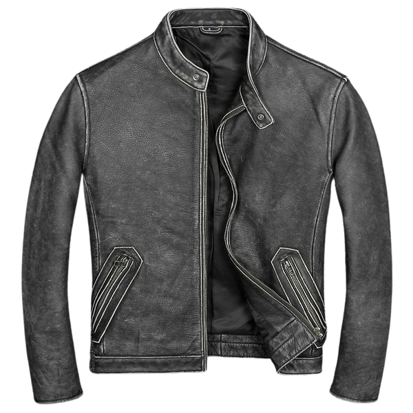 Mens Eric Moto Fit Genuine Cowhide Leather Jacket