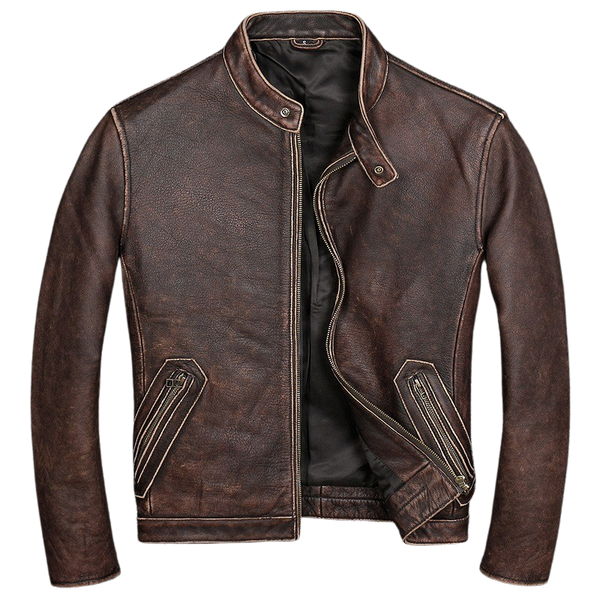 Mens Eric Moto Fit Genuine Cowhide Leather Jacket