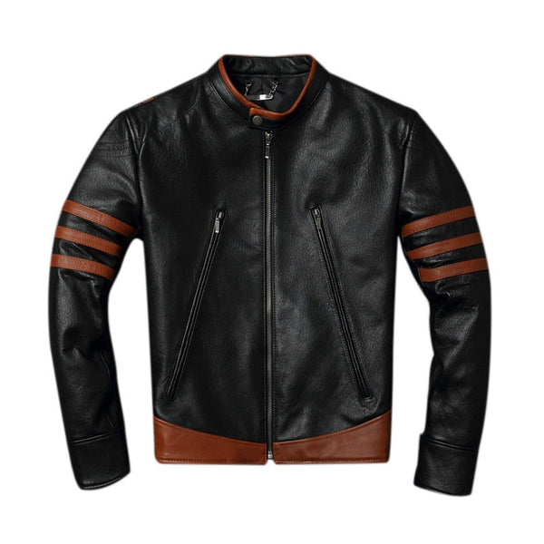 Mens Josh Striped Genuine Lambskin Leather Jacket