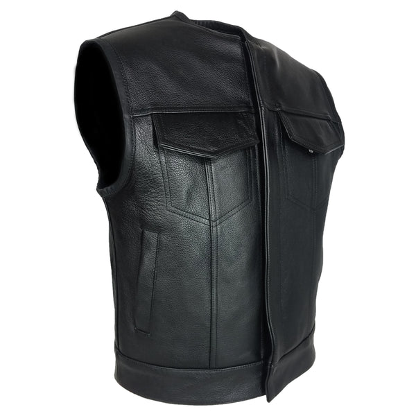 MotoArt Cowhide Leather Vest w/ Concealed Carry Pocket - MotoArt Leather