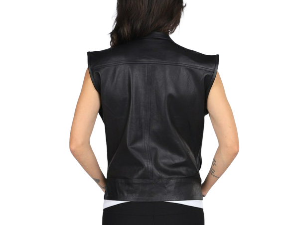 Womens Classic Biker Leather Vest by MotoArt - MotoArtLeather